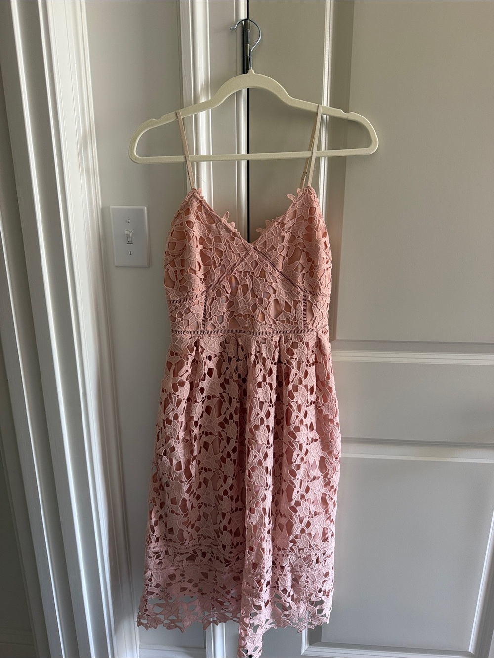 Sleeveless Pink Lace A-line Dress